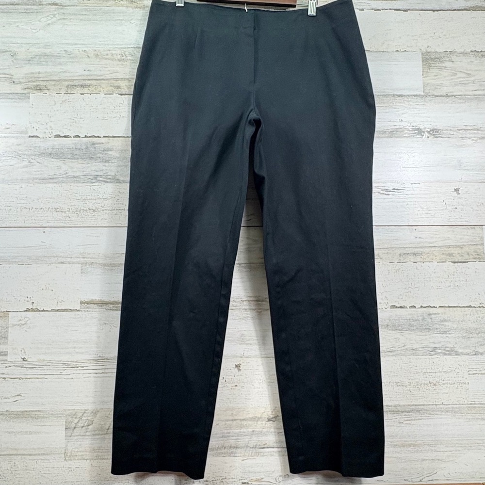 Chicos Black Straight Leg Stretch Cotton Trousers Pants Size 2.5/US 14 Career